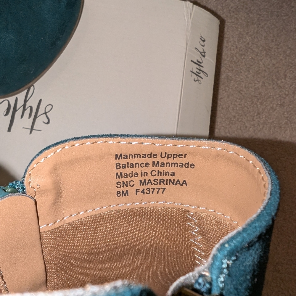 Stylish Women's Ankle Boots in Teal Suede - Picture 7 of 7